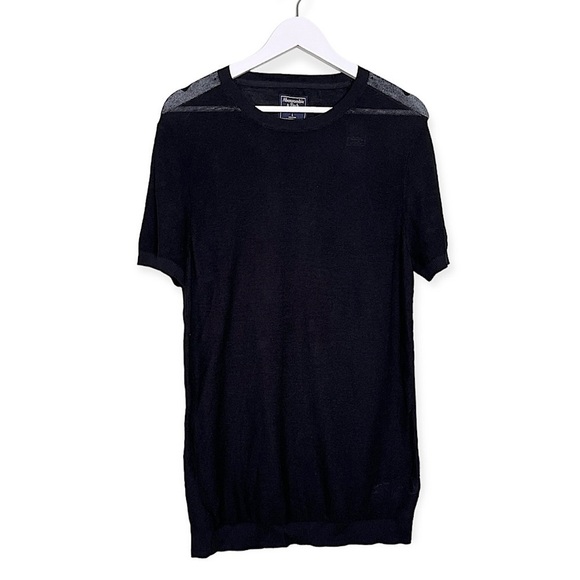 NWT Abercrombie & Fitch Women’s Sheer Knit Scoop Neck Top in Black Size Large - Picture 1 of 7